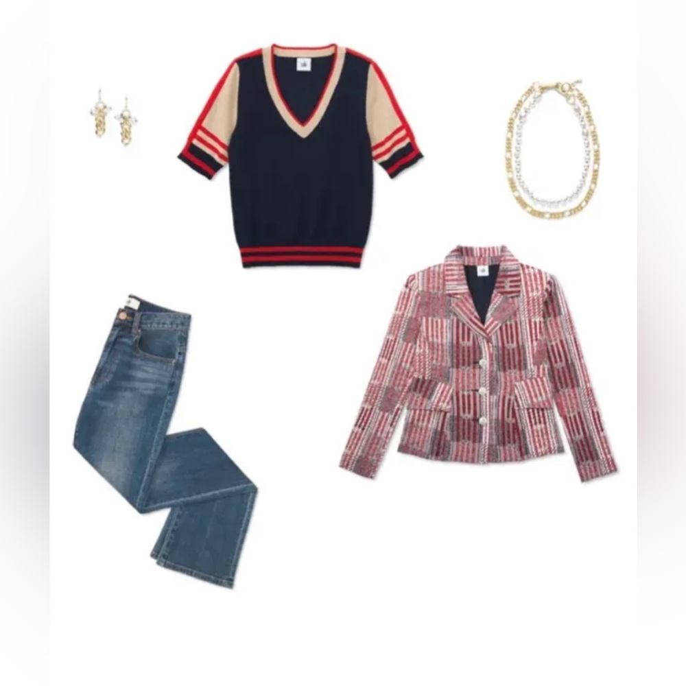 Cabi Red Patchwork Nautical Blazer Jacket Style 6… - image 5